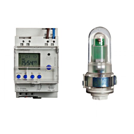 Ceas pr.+comut. crepuscular digital 1CC, 2-2000lx Schrack